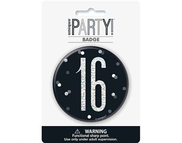3in BLACK GLITZ 16 BADGE