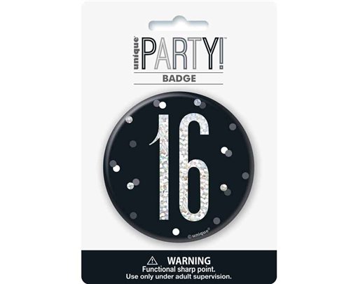 3in BLACK GLITZ 16 BADGE