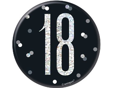 3in BLACK GLITZ 18 BADGE