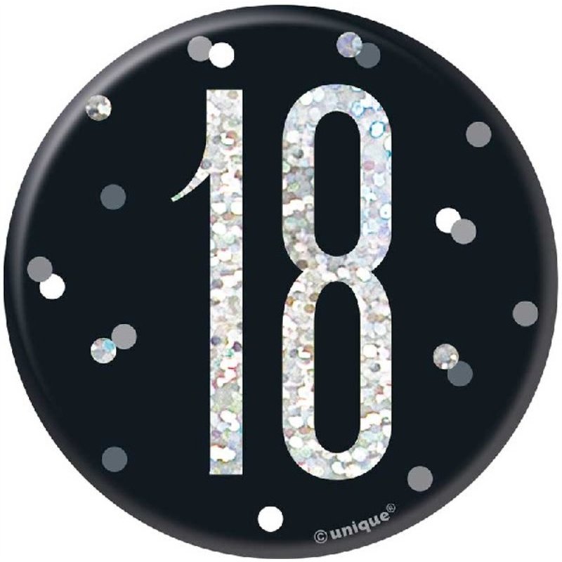 3in BLACK GLITZ 18 BADGE
