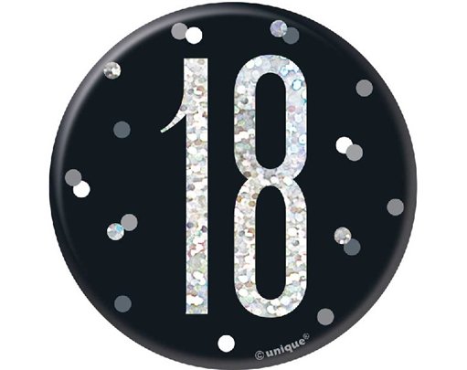 3in BLACK GLITZ 18 BADGE