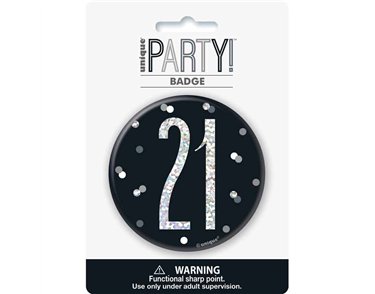 3in BLACK GLITZ 21 BADGE