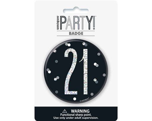 3in BLACK GLITZ 21 BADGE