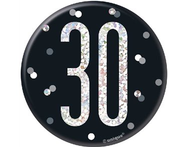 3in BLACK GLITZ 30 BADGE