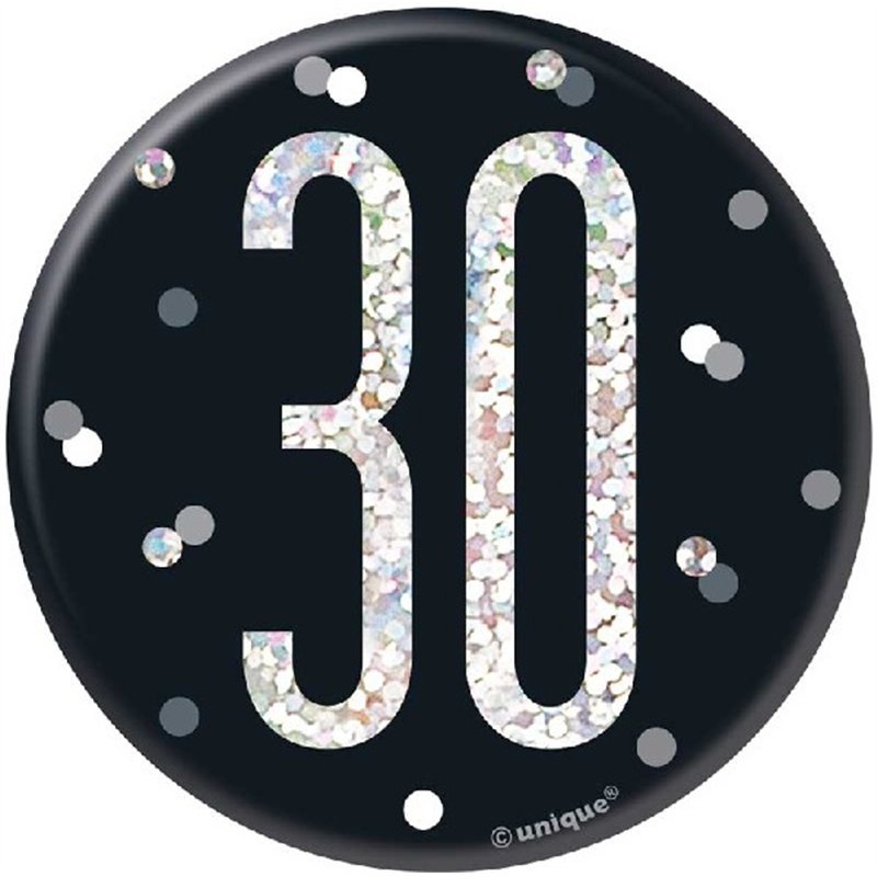 3in BLACK GLITZ 30 BADGE