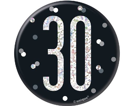 3in BLACK GLITZ 30 BADGE