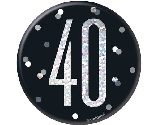 3in BLACK GLITZ 40 BADGE