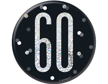 3in BLACK GLITZ 60 BADGE
