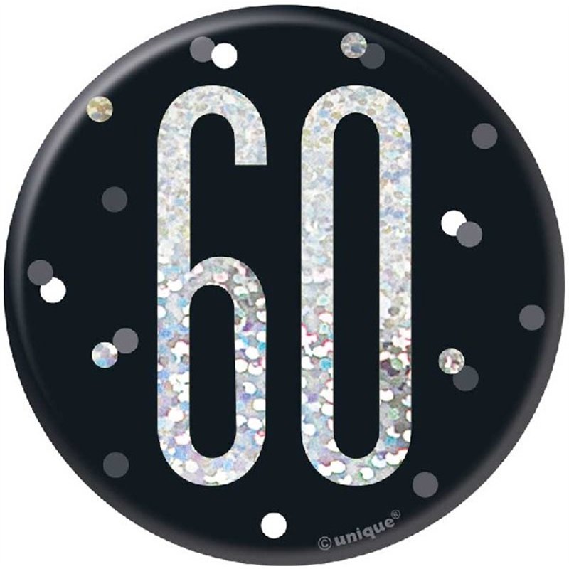 3in BLACK GLITZ 60 BADGE