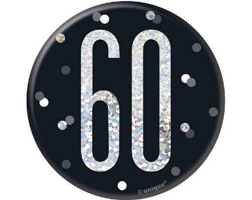 3in BLACK GLITZ 60 BADGE