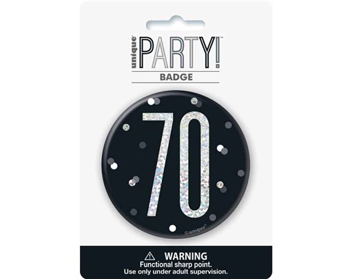 3in BLACK GLITZ 70 BADGE