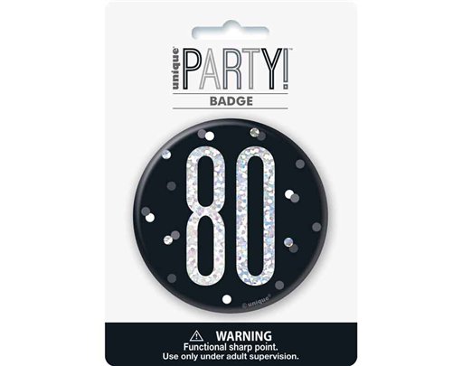 3in BLACK GLITZ 80 BADGE