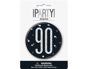 3in BLACK GLITZ 90 BADGE