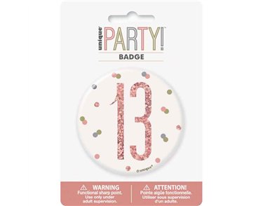 3in GLITZ ROSE GOLD 13 BADGE