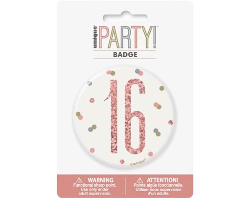 3in GLITZ ROSE GOLD 16 BADGE