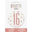 3in GLITZ ROSE GOLD 16 BADGE