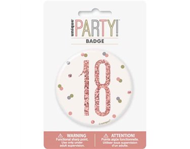 3in GLITZ ROSE GOLD 18 BADGE