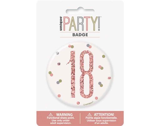 3in GLITZ ROSE GOLD 18 BADGE
