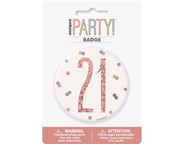 3in GLITZ ROSE GOLD 21 BADGE