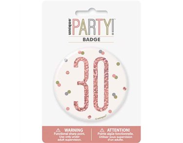 3in GLITZ ROSE GOLD 30 BADGE
