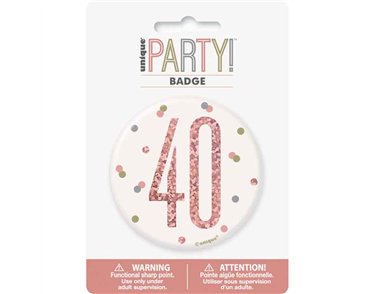 3in GLITZ ROSE GOLD 40 BADGE