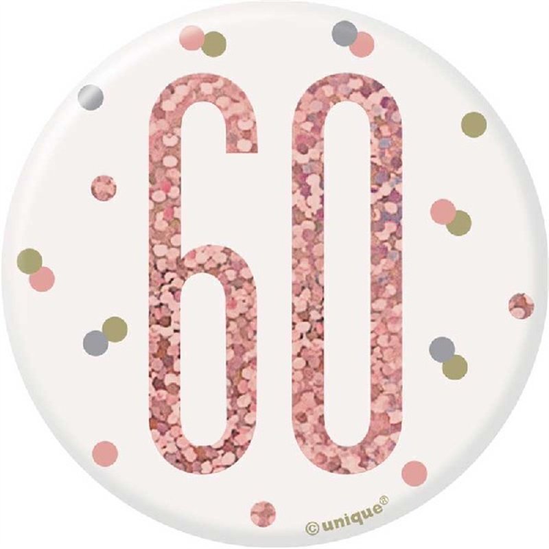 3in GLITZ ROSE GOLD 60 BADGE
