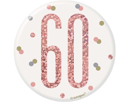 3in GLITZ ROSE GOLD 60 BADGE