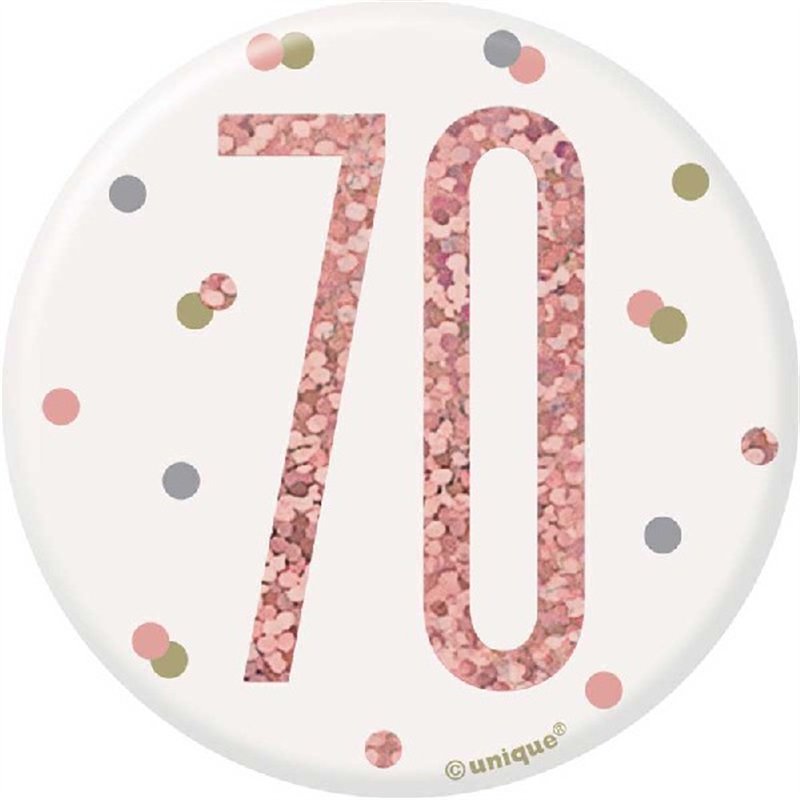 3in GLITZ ROSE GOLD 70 BADGE