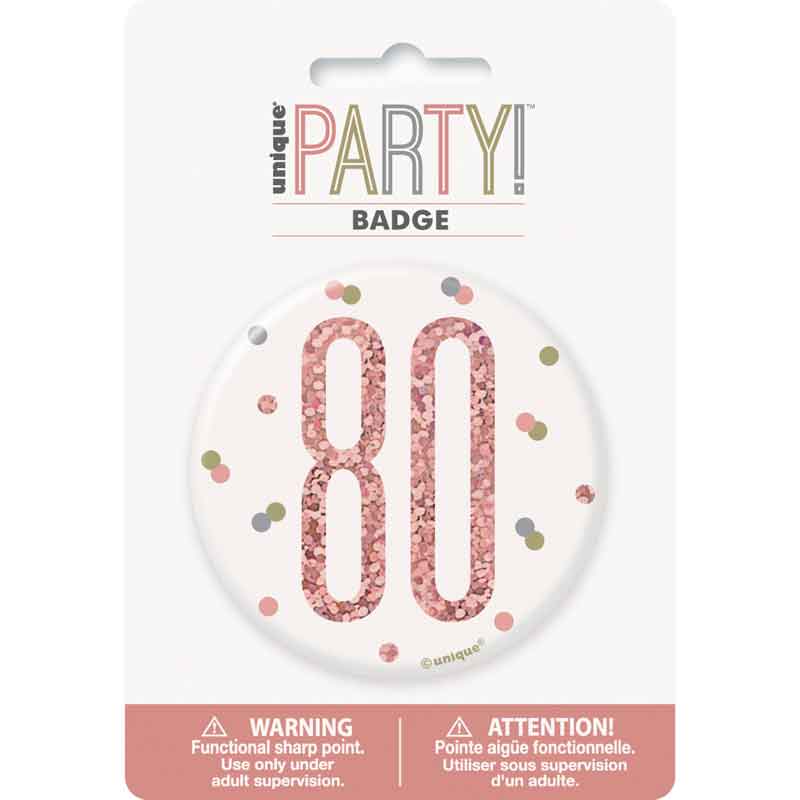 3in GLITZ ROSE GOLD 80 BADGE
