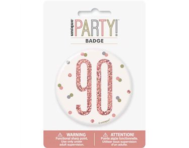 3in GLITZ ROSE GOLD 90 BADGE