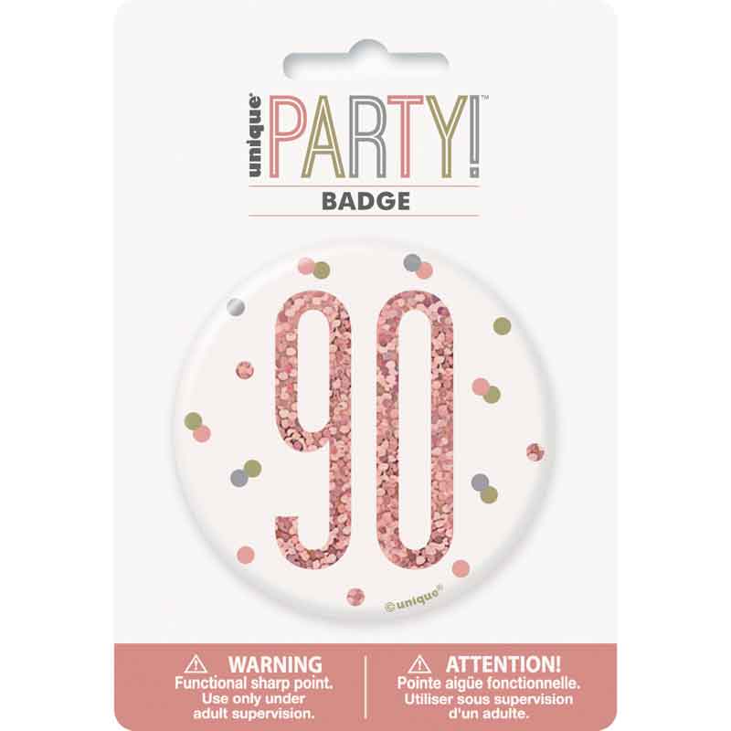 3in GLITZ ROSE GOLD 90 BADGE