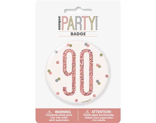 3in GLITZ ROSE GOLD 90 BADGE