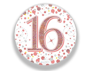 3in 16TH BIRTHDAY ROSE GOLD BADGE