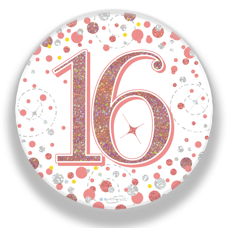 3in 16TH BIRTHDAY ROSE GOLD BADGE