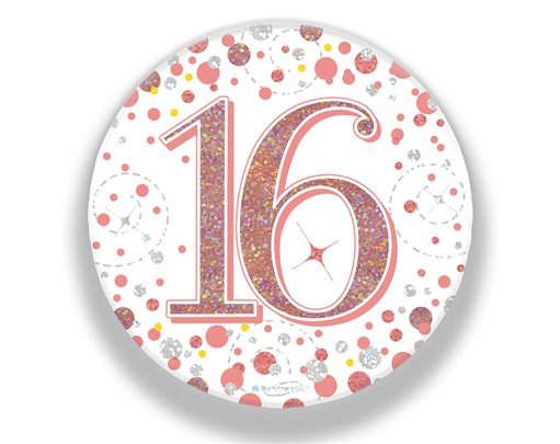3in 16TH BIRTHDAY ROSE GOLD BADGE