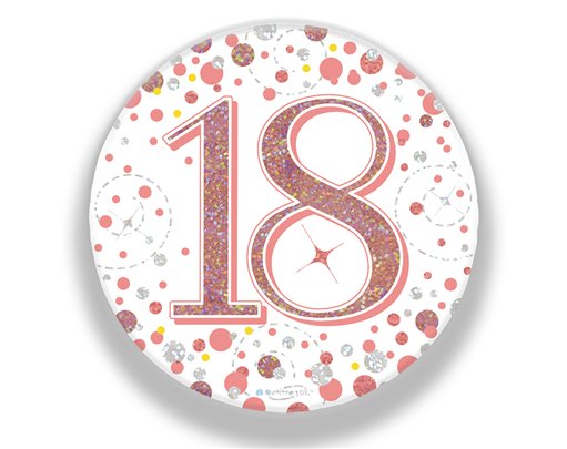 3in 18TH BIRTHDAY ROSE GOLD BADGE