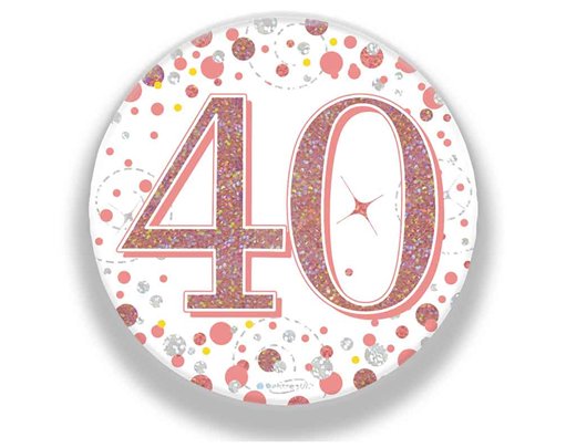 3in 40TH BIRTHDAY ROSE GOLD BADGE