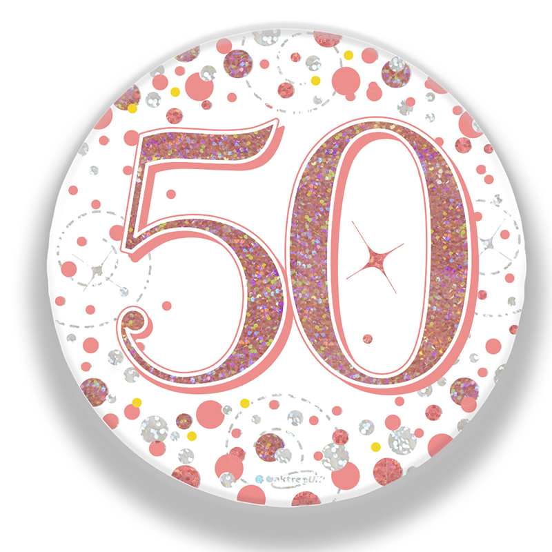 3in 50TH BIRTHDAY ROSE GOLD BADGE
