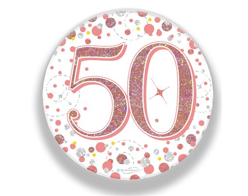 3in 50TH BIRTHDAY ROSE GOLD BADGE