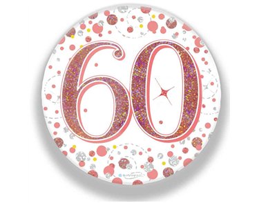 3in 60TH BIRTHDAY ROSE GOLD BADGE