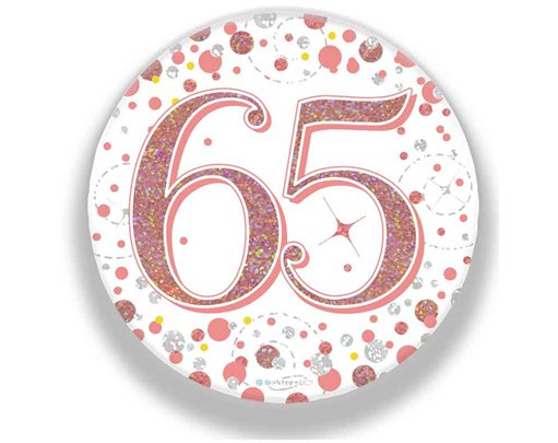 3in 65TH BIRTHDAY ROSE GOLD BADGE
