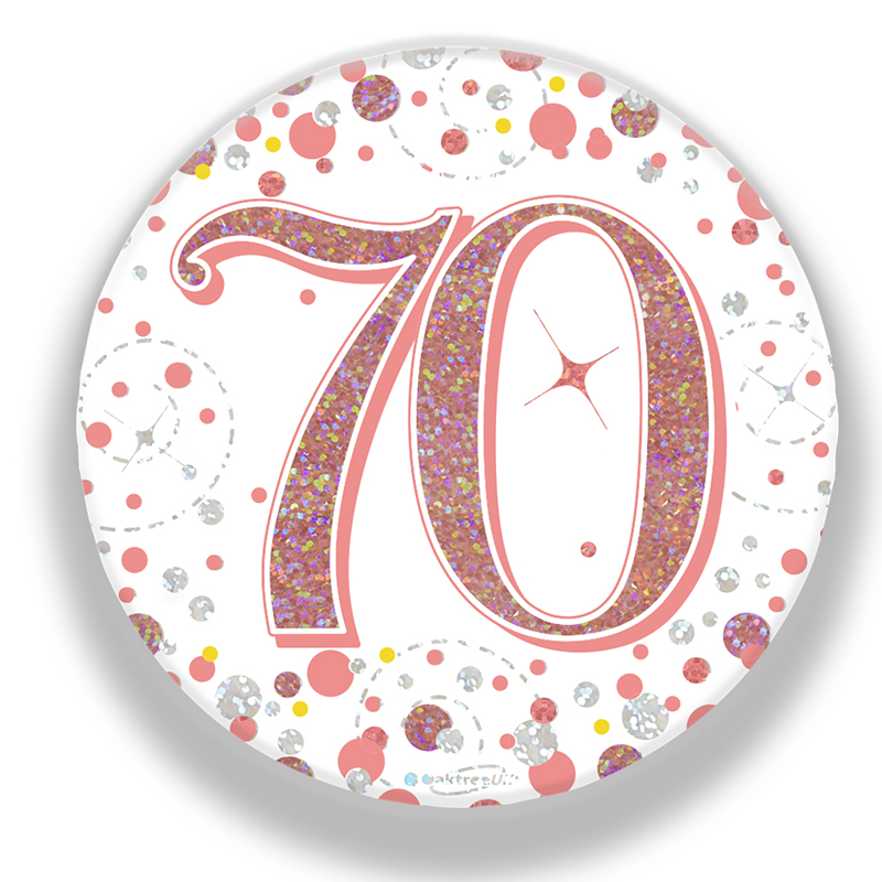 3in 70TH BIRTHDAY ROSE GOLD BADGE