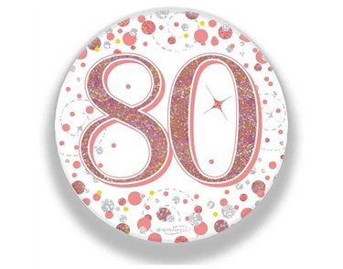 3in 80TH BIRTHDAY ROSE GOLD BADGE