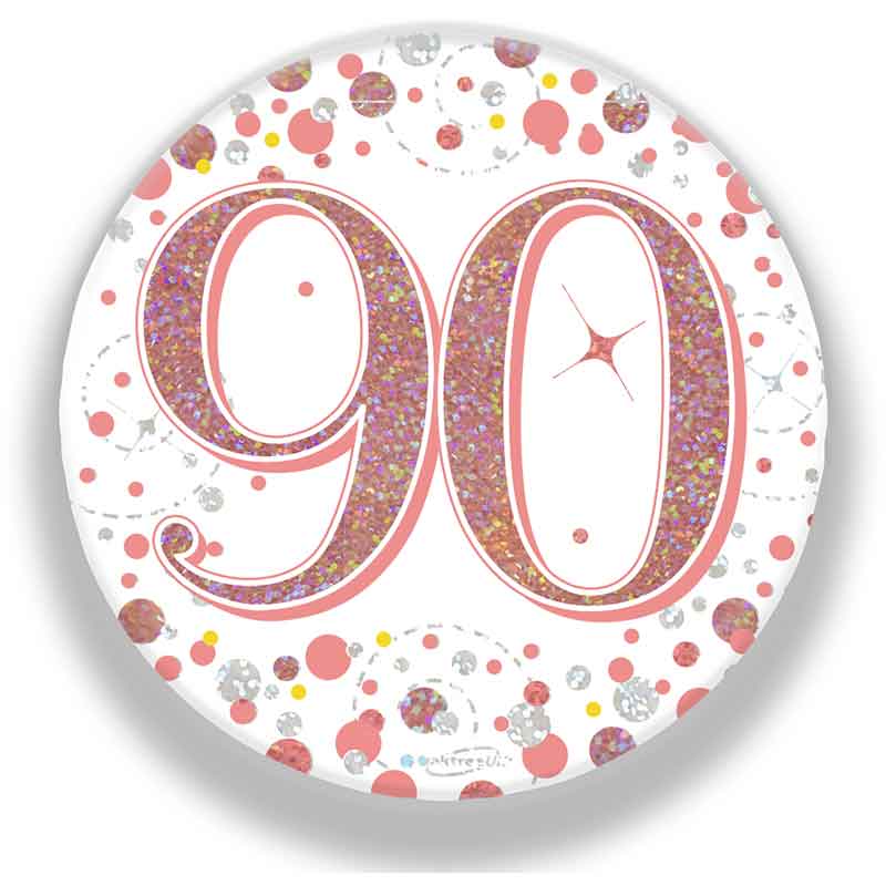 3in 90TH BIRTHDAY ROSE GOLD BADGE