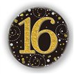 3in 16TH BIRTHDAY BLACK & GOLD BADGE