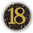 3in 18TH BIRTHDAY BLACK & GOLD BADGE