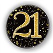 3in 21ST BIRTHDAY BLACK & GOLD BADGE