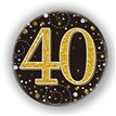 3in 40TH BIRTHDAY BLACK & GOLD BADGE