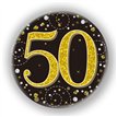 3in 50TH BIRTHDAY BLACK & GOLD BADGE
