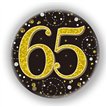 3in 65TH BIRTHDAY BLACK & GOLD BADGE